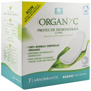 Absorbante intime Superflow din bumbac organic 7 buc Organyc